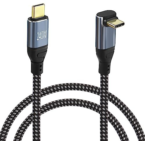 GELRHONR Câble usb c 240w, câble de chargeur de type c à angle droit pd3,1 240w (48v5a) charge rapide, tressé en nylon, pour ordinateur portable, tablette appareils usb-c (90Degree USB C 0.5M)