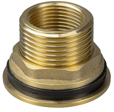 Solid brass water butt/rain barrel/tank threaded outlet adaptor/connector with 2 washers and nut,range of tap options (3/4 adaptor ONLY)