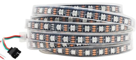 5M WS2812B LED-Streifen 5V 60LEDs/m - 300 Pixel, individuell adressierbare RGB IC 5050SMD LEDs - flexibles schwarzes PCB IP67 - Traumfarbe für DIY-Farbwechselprojekt.