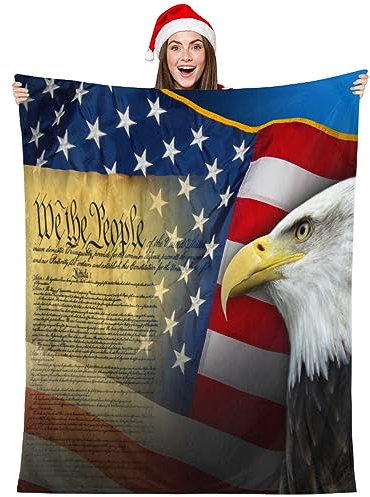 WowPrint Amerika Patriotische Symbole Fleecedecke Sofa Überwürfe 101 x 127 cm Amerika Flauschig Weiche Decke Vielseitig Warm Überwurf für Schlafzimmer Bett Sofa Couch