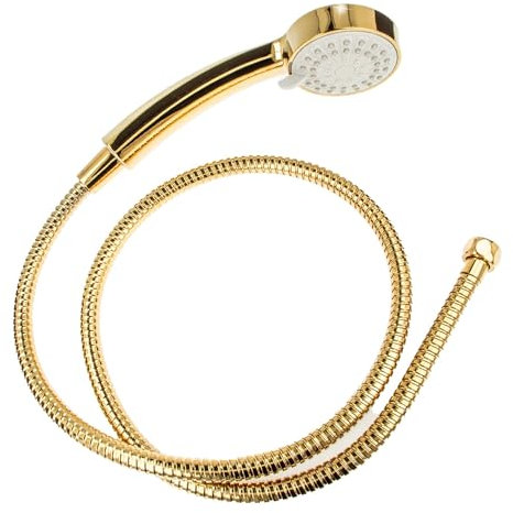 tecuro Antikalk - Handbrause ew-080 gold - mit 3-Funktionen und Metallschlauch 150 cm - vergoldet