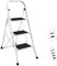 SG Traders 3 Step Ladder Folding Heavy Duty Steel Ladder Reach New Heights With Safe Durable Anti Slip Wide Tread Portable Mat Step Ladders Reliable Elevation Solution For Indoor Outdoor Stool (White)