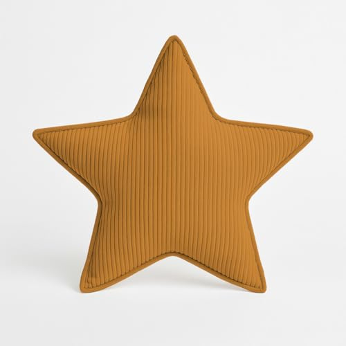 chilly pilley® Stern Dekokissen & Kuschelkissen – Weiches Sternkissen in Sternform aus Samt oder Cord, Velvet- & Optik, in vielen Farben – Deko & Geschenk für Kinderzimmer (Cord Honig)
