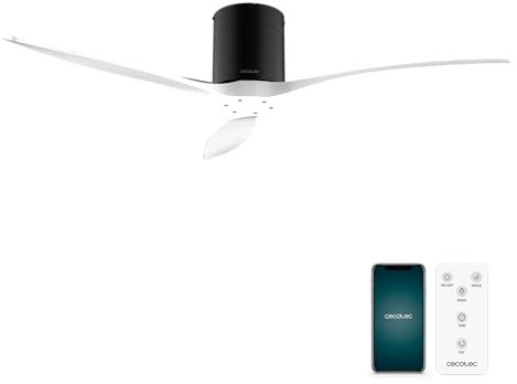 Cecotec - Deckenventilatoren EnergySilence Aero 5500 Aqua Black&White Connected, DC 40 W Motor, Wi-Fi-Steuerung, Innen- und Außengebrauch, 3 Flügel, 6 Geschwindigkeiten, Schwarz-Weiß