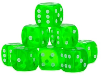 D6 Emerald Green Gem Colour Dice Set 15mm (6 sided dice) for Tabletop & Roleplaying Games