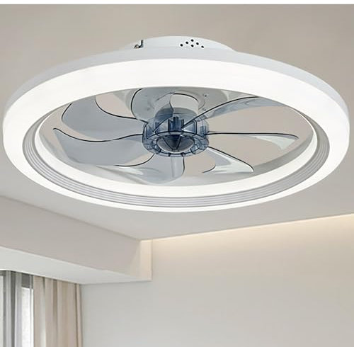 NEOFEN Ventiladores de techo de perfil bajo con luces y control remoto, ventilador de techo con luz LED inteligente de montaje empotrado, ventiladores de techo modernos con luces para