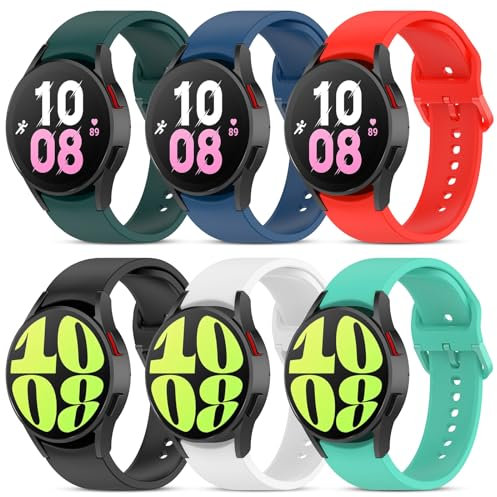 BDIG 6 piezas Pulsera compatible con Samsung Galaxy Watch 7/4/6/5 40mm 44mm/Watch 5 pro 45mm, Galaxy Watch 6/4 Classic 43mm 47mm 42mm 46mm, 20mm Correa deportiva de silicona para mujeres y hombres.