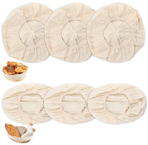 6 Stk Leineneinsatz für Gärkorb, Leineneinsatz für Brot Gärkorb Tuch, Leinentuch für Gärkörbchen, Runde/Oval Gärung Korb Leinen Liner Backen Teig Korb Gärung Korb Leinen Liner für Garkörbe Brot(25cm)