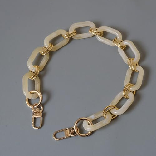 Wambere 1 Stück Taschenkette Acryl,Handtasche Kettenriemen,Taschengurt Damen,Ersatzgurt für Tasche,Trageriemen für DIY Tasche,für Tasche Handtaschen Crossbody Umhängetasche Geldbörse,Beige 45cm