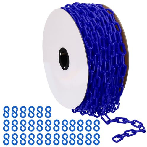 PATIKIL Plastic Chain,120 FEET Safety Barrier Chain for Crowd Control, 1/4inch(6mm) Blue Plastic Chains Links for Queue Lines, Parking, Fences, Gate, Concerts, and Decoration
