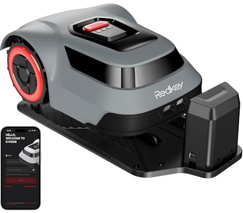 Redkey MGC500 Robot Cortacesped, Robot Cortacésped con Cable Delimitador 500m² Tecnología C-TOF Planificación de Rutas Cartografía 45% Capacidad de Escalada Control App Silencioso 57dB