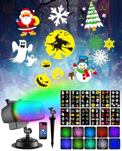 Christmas Projector Outdoor Upgrade 96 Slices Patterns IP44 Rotating Christmas Projector Lights Outdoors LED Projector Christmas Outdoor Festival Halloween Christmas New Year Party Valentine's Day