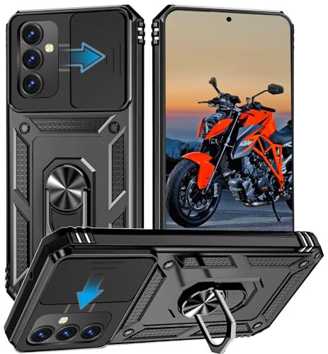 Cover per Samsung Galaxy A15 5G /4G, Slide Protezione Fotocamera, Armatura Cover con 360 Gradi Girevole Anello Metallo Magnetica Supporto Silicone Antiurto Custodia per Galaxy A15 5G /4G