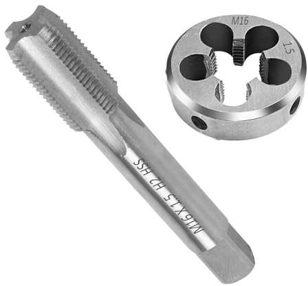 FIFIBANG M16 x 1,5 mm Set di Maschio e Filiera, HSS Filettatura Metrica e Filettatura per Filettature metriche interne ed esterne