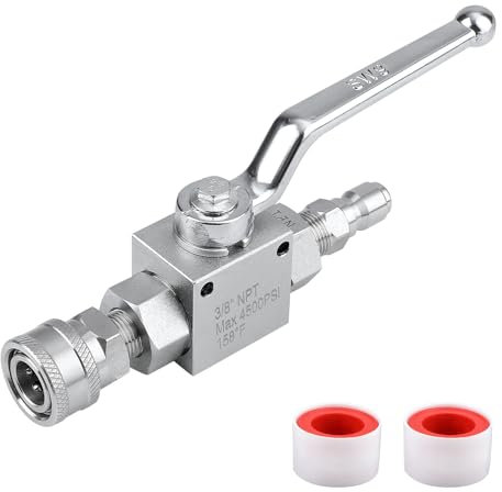 NQEUEPN High Pressure Washer Ball Valve Kit, Premium Stainless Steel 3/8 Fast Connect Ball Valve Pressure Washer Ball Valve Suitable for High Pressure Cleaning Hoses