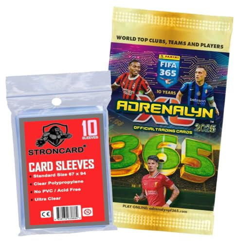 Bundle mit Panini FIFA 365 Karten 2025 - Adrenalyn XL Trading Cards - Exklusive STRONCARD Sammelkarten Hüllen - Auswahl (1 Booster)