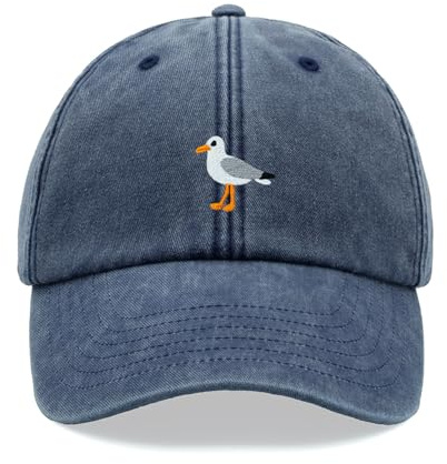 Seagull Baseball Cap Vintage Washed Unisex Dad Hat Adjustable Bird, denim, Einheitsgröße