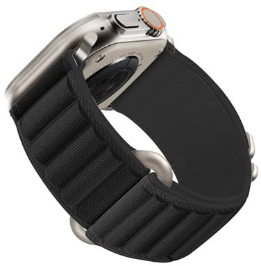 Kompatibel mit Apple Watch Ultra 2/1 Armband, Alpine Loop Ultra Textil Stretch Nylon Sport Strap Geflochtenes für 49mm 46mm 45mm 44mm iWatch Series SE 10/9/8/7/6/5/4/3 Herren Damen,Schwarz
