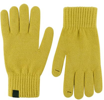 Winter-Strickhandschuhe für Herren und Damen, mit Tasche, warme Strickhandschuhe für den Außenbereich, weich, elastisch, Gelb