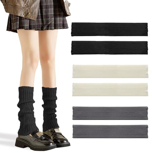 SEFIRST 3 Paires Jambière Femmes, Guetre Femme, Fambières Tricotées pour Femmes et Filles, Leg Warmers Genouillères Chaudes pour Bottes d'hiver, Chaussettes Longues Tendance pour Ballet Yoga Fête