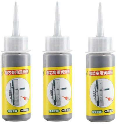 Schließzylinder-Graphit-Schmierpulver, 60 ml, langanhaltendes Gleitmittel ohne Staub, Graphit-Schloss-Schmiermittel, Autoschloss-Schmierlösung, multifunktionales Schmierpulver (3 Stück)