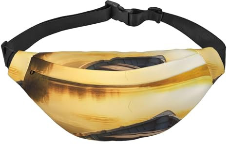 River Sunset Bauchtasche aus Holz für Herren und Damen, modische Hüfttasche überall, Crossbody-Tasche, Hüfttasche mit verstellbarem Riemen, wasserdichte Brusttasche für Reisen, Wandern, Sport,