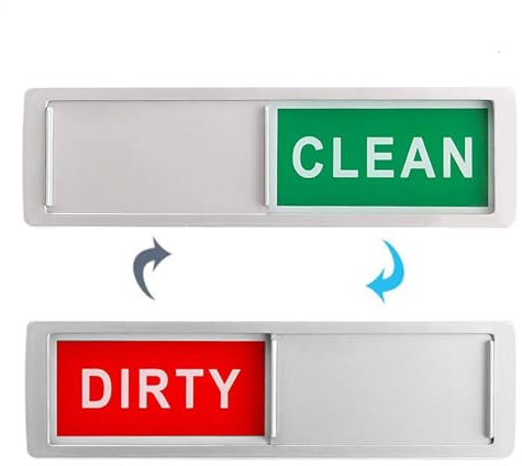 Dishwasher Magnet Clean Dirty Sign, Self Adhesive Sticker for All Surfaces - Strong Magnetic Sign for Kitchen, Dishwasher, Refrigerator | Slim, Practical, Clear, Bolder, Coloured