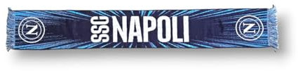 3R Sport SSC Napoli, sciarpa jacquard, prodotto ufficiale 100% acrilico, Azzurro, Bianco, blu
