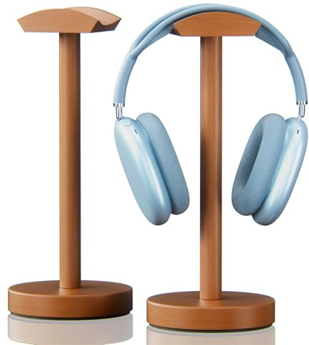 wigmoa SS-M Wooden Headphone Stand with Solid Wood Base and Support Rod, Desktop Earphone Hanger for Gaming & Office, Stylish Headphone Mount for All Headsets Walnut/Solid Wood