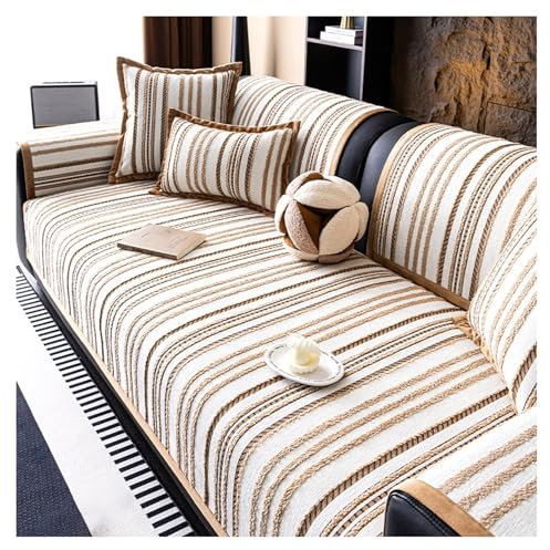 FYFWPA Couch Überzug L Form Sofabezug: Weiche Chenille für Ecksofa Weiche Sofa Überzug für 1 2 3 4 Sitzer Sofabezug Anti Rutsch Sofa Schutzhülle Hund Katze Sofaschoner(Khaki,110 * 160cm)