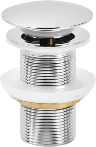 Unslotted Chrome Basin Waste by Arty Bathrooms - Silver Pop Up Sink Waste without Overflow - Standard 1.1/4 Connection - Click Clack Push Button
