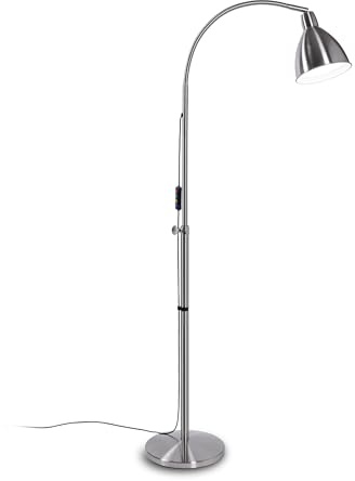 Daylight FlexiVision 2™ LED Floor Lamp – 3,500 Lux, 5 Brightness Levels, 3 Colour Temperatures, 95+ CRI, Flexible Arm & Multi-Swivel Head, Anti-Trip Cable, RNIB Collaboration – Brushed Steel