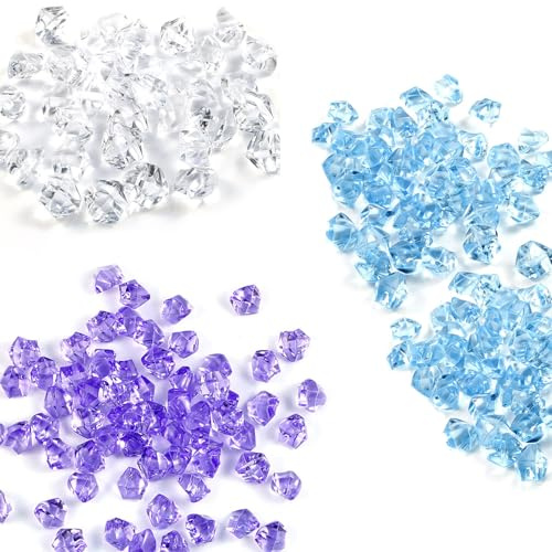 210 Piedras Decorativas, Cristales de Colores y Arena Azul Decorativa: Diamantes Acrílicos Azul y Violeta para Relleno de Jarrones, Decoración Bodas y Manualidades Infantiles