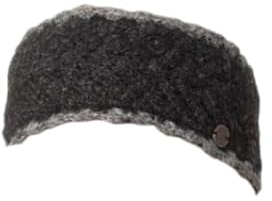 Black Yak 100% Pure New Wool Lace Edge Headband - Dark Grey