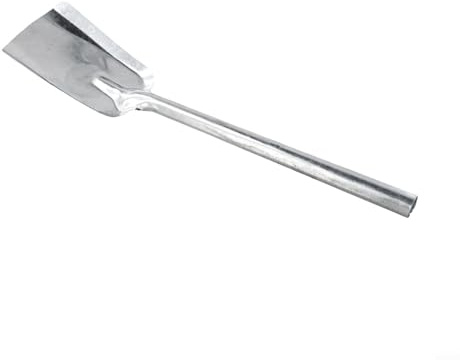 Jonikuper Pala per carbone per interni e barbecue, paletta per cenere con manico lungo, struttura in ferro, 410 x 97 mm, argento