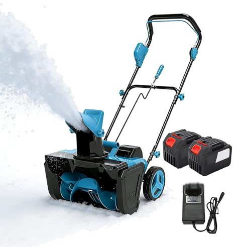 Souffleuse à Neige électrique autotractée 3500 W, Machine de déneigement sans Fil de 56 cm avec 2 Batteries 6,0 Ah, Double éclairage LED, goulotte rotative à 180°, pour allée