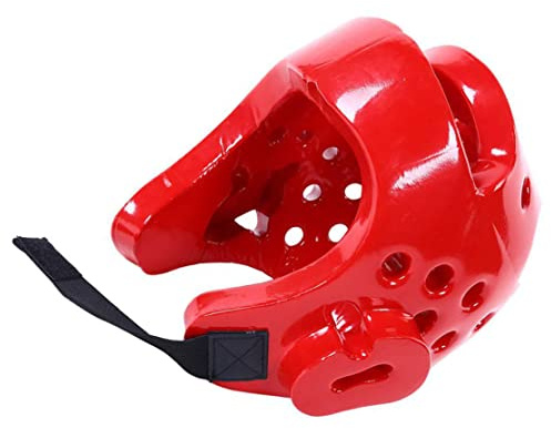 Odoukey Casco de Boxeo Protector de Cabeza Casco de Kickboxing Equipo de protección para Entrenamiento de Lucha para Adultos y niños Rojo Talla L