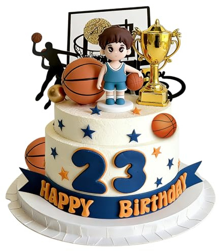 Basketball Cake Decorations, Basketball Player Cake Topper | with Trophy for Boy Basketball Birthday Party Basketball Theme Sport Party Decorations Supplies