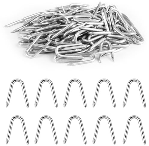 100 x Galvanised U-Shaped Nails for Wire Fencing | The Sharp Pointed Ends Allow for Easy Hammering into Wood, While the U-Shape Holds Wire Securely Without Slipping.