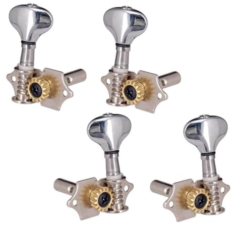 rongweiwang Set di 4 meccaniche per ukulele in metallo, per corde di ukulele, include 2 meccaniche destre e 2 sinistre, destre e sinistre durevoli e affidabili.