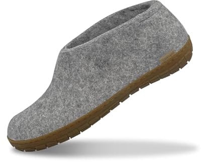 Glerups Filz Hausschuhe Herren und Damen (Größe 40) | Komfortabler Hausschuh mit Natürlicher Gummisohle | Herren & Damen Slipper Geschlossen | Comfortable Slippers Women & Men