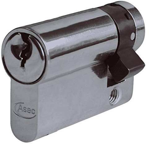 Asec Euro Half Cylinder With Adjustable Cam - 6 Pin - 50mm (40/10) Nickel Plated