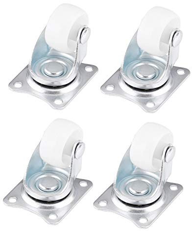 MAGT Lenkrollen mit Lenkrollen, 4 Stück, universelle Lenkrollen, 2,5 cm Rollen, weißes Rollenrad für Möbel, Trolley, Stühle