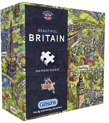 Beautiful Britain | 500 Piece Gift Puzzle | Britain Map Jigsaw | Sustainable Jigsaw Puzzle for Adults | Premium 100% Recycled Board | Great Gift for Adults | Gibsons Games