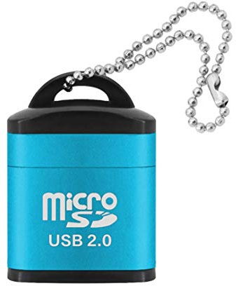 Cotchear Mini lecteur de cartes USB 2.0 Micro SD adaptateur pour cartes TF/MicroSD lecture de cartes haute vitesse avec couvercle en plastique porte-clés (bleu ciel)