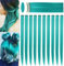 LSKJMO 10PCS 20'' Teal Hair Extensions Clip in Coloured Hair Extensions for Girls Teal blue Hairpieces Party Highlights Straight Synthetic Teal Wig Pieces for Women
