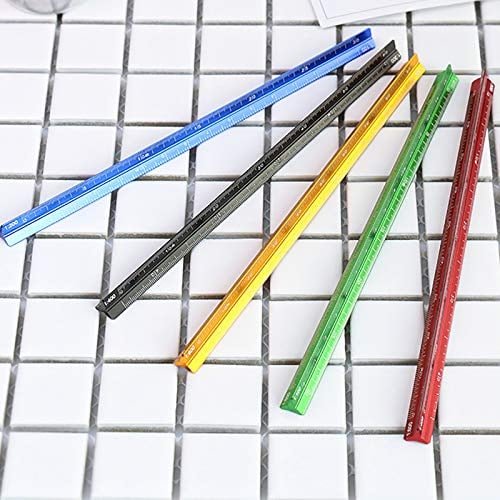 1 x 15 cm Maßstabslineal, Aluminium, dreieckig, metrisches Lineal für Architekten, Ingenieure 1:20, 1:25, 1:50, 1:75, 1:100, 1:125 (schwarz)