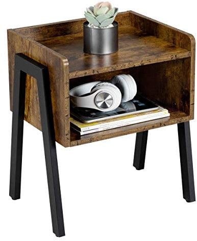 Yaheetech Table de Chevet Table de Nuit Industriel Empilable Bout de Canapé en Bois Style Vintage avec Compartiment Ouvert pour Chambre Salon Couloir Bureau 46 x 35 x 52,5 cm