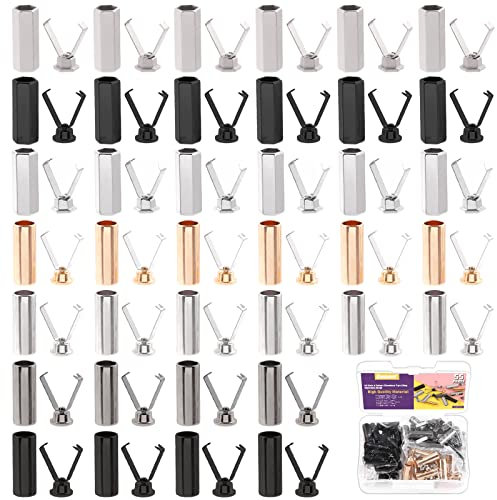Swpeet 55 Sets in 5 Farben, 3 Stile, sechseckige runde ovale Schnürsenkelspitzen, Metalllegierung für Schnürsenkel-Köpfe und Kordeln
