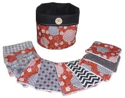 Lot de 10 lingettes démaquillantes lavable bambou et son panier - Handmade - zéro déchet (21)